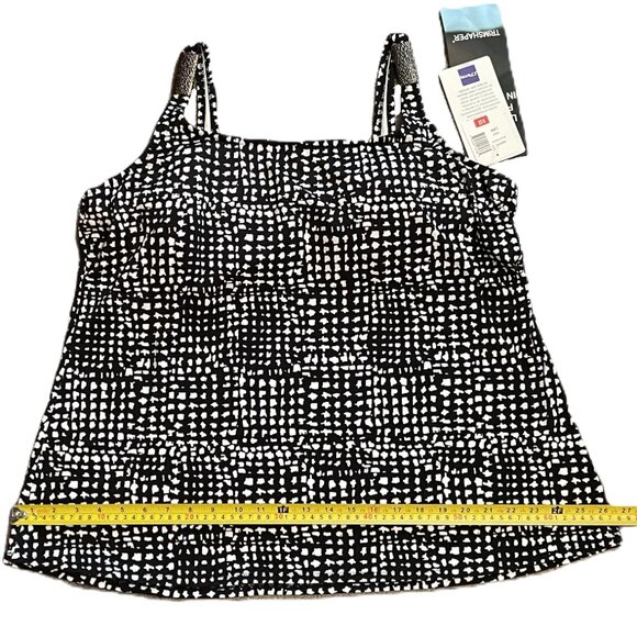 TRIMSHAPER TANKINI SWIM TOP Plus Size 24W BLACK & WHITE ANIMAL PRINT NWT  1142A - Picture 10 of 12